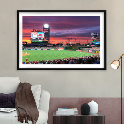 Citizens Bank Park Stadium, Stadium Canvas, Sport Art, Gift for him, White Border Framed Art Print Wall Decor