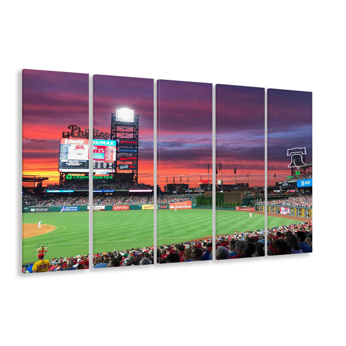 Citizens Bank Park Stadium, Stadium Canvas, Sport Art, 5 Panel B, Extra Large Canvas, Canvas Print Wall Art