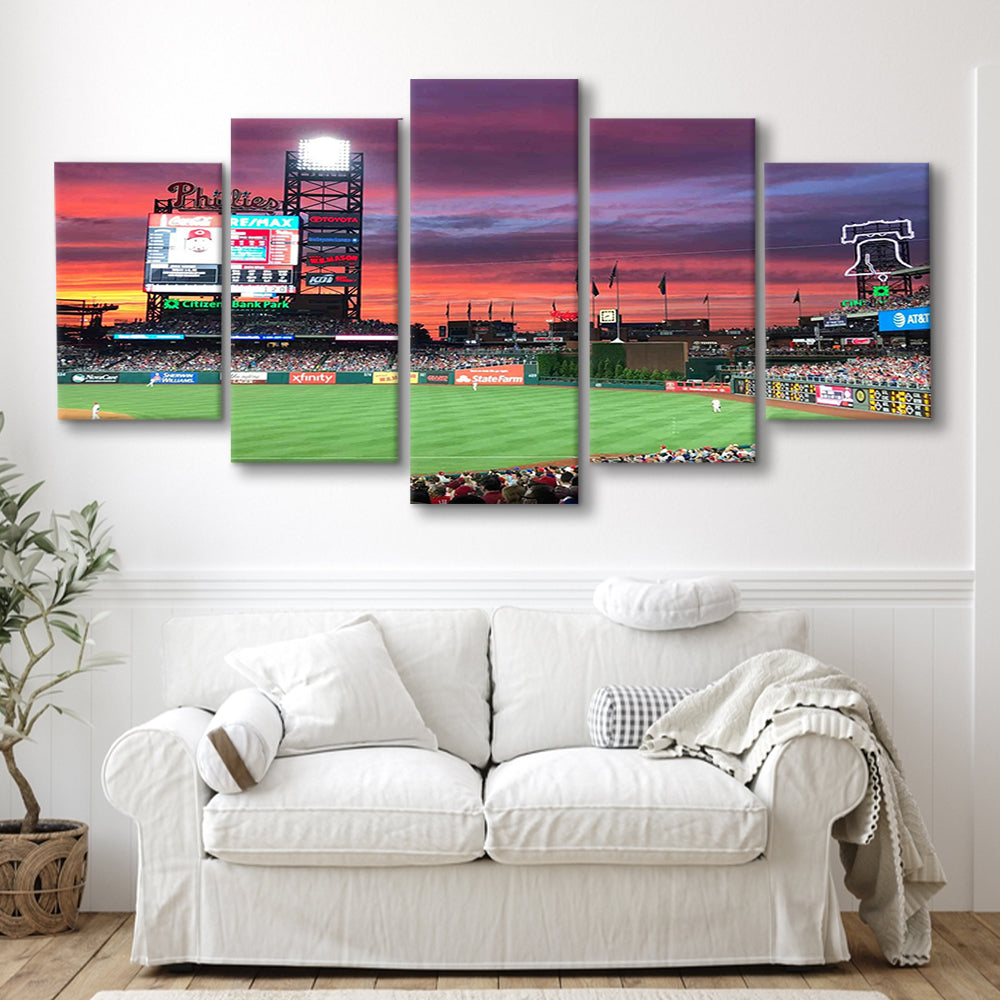 Citizens Bank Park Stadium, Stadium Canvas, Sport Art, Gift for him, 5 Panel, Large Canvas, Canvas Print Wall Art