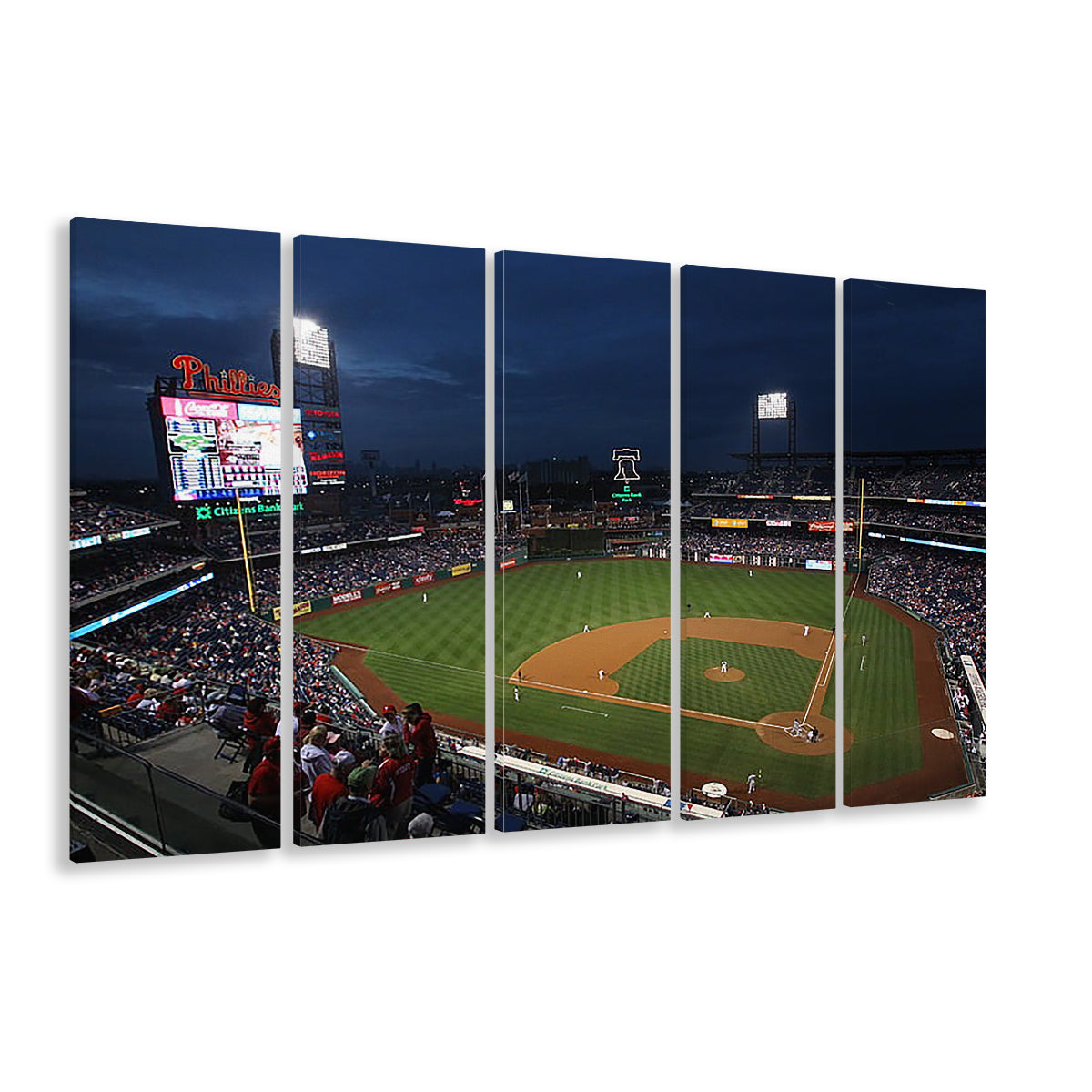 Citizens Bank Park at Night, Stadium Canvas, Sport Art, 5 Panel B, Extra Large Canvas, Canvas Print Wall Art