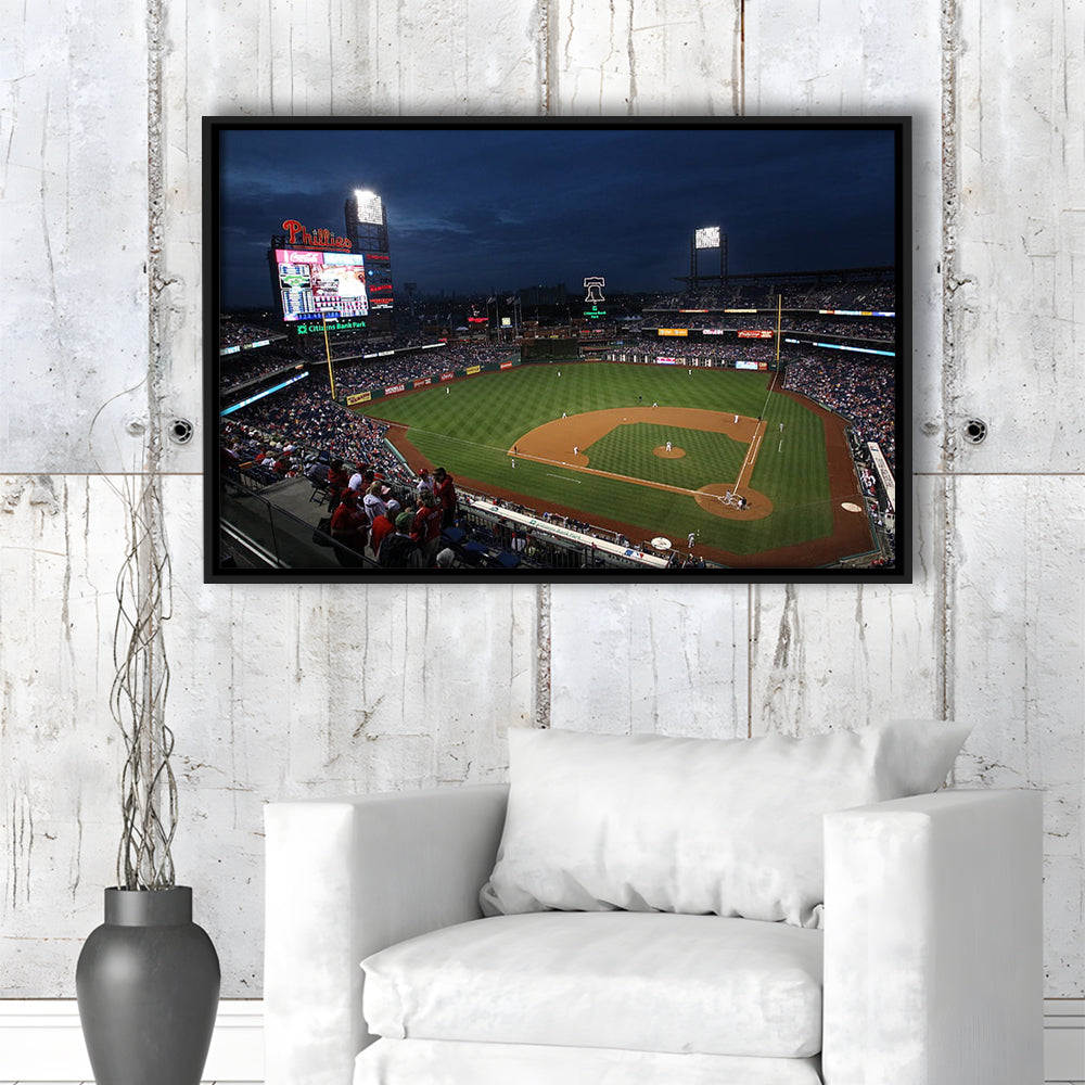 Citizens Bank Park at Night, Stadium Canvas, Sport Art, Framed Canvas Print Wall Art, Floating Frame