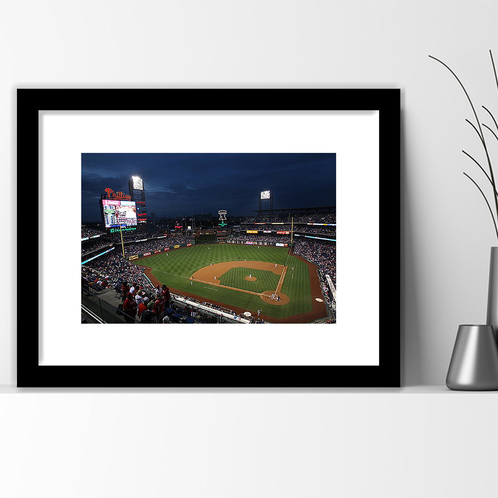 Citizens Bank Park at Night, Stadium Canvas, Sport Art, Gift for him, White Border Framed Art Print Wall Decor