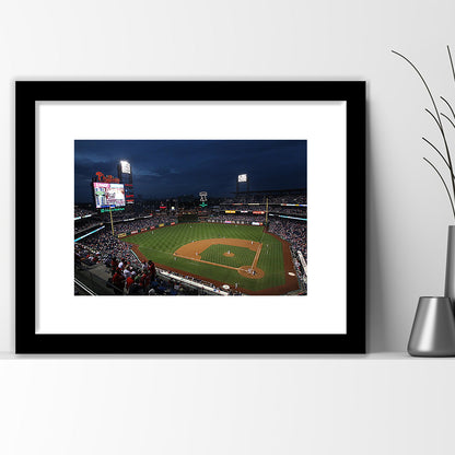 Citizens Bank Park at Night, Stadium Canvas, Sport Art, Gift for him, White Border Framed Art Print Wall Decor