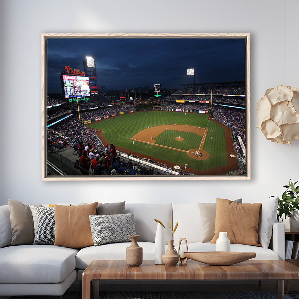 Citizens Bank Park at Night, Stadium Canvas, Sport Art, Framed Canvas Print Wall Art, Floating Frame