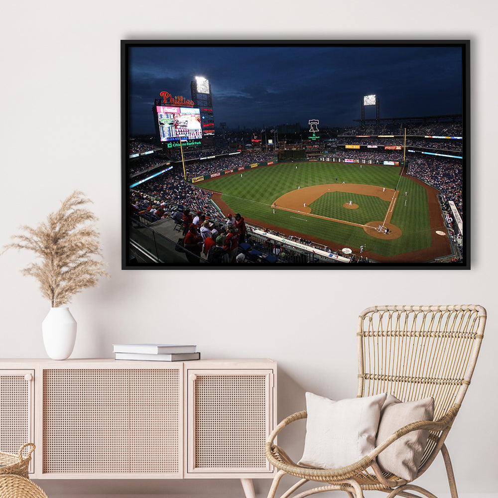 Citizens Bank Park at Night, Stadium Canvas, Sport Art, Framed Canvas Print Wall Art, Floating Frame