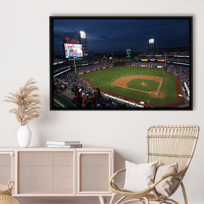 Citizens Bank Park at Night, Stadium Canvas, Sport Art, Framed Canvas Print Wall Art, Floating Frame