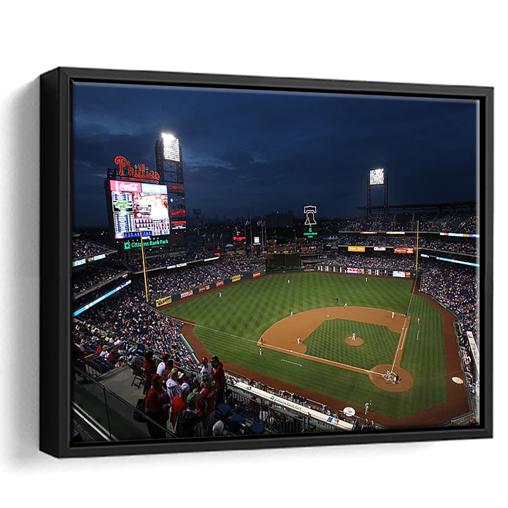 Citizens Bank Park at Night, Stadium Canvas, Sport Art, Framed Canvas Print Wall Art, Floating Frame