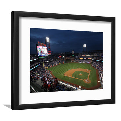 Citizens Bank Park at Night, Stadium Canvas, Sport Art, Gift for him, White Border Framed Art Print Wall Decor