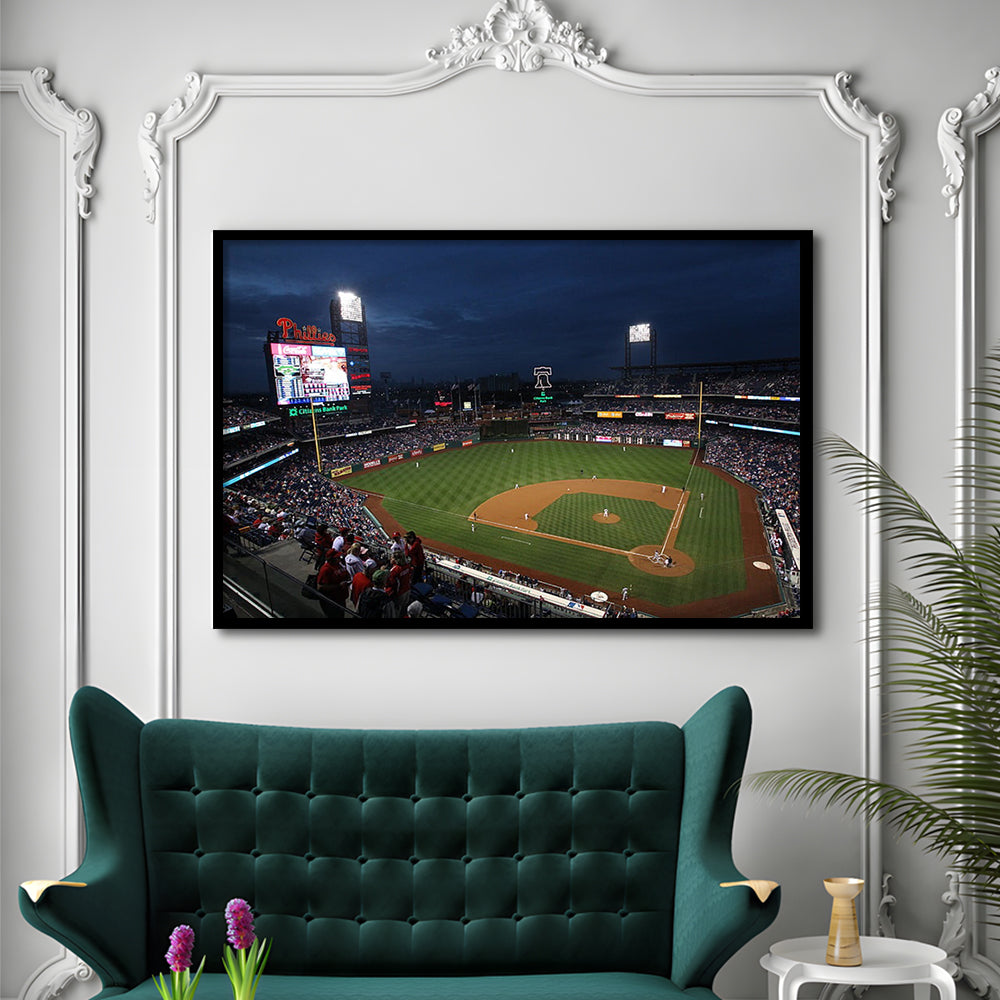 Citizens Bank Park at Night, Stadium Canvas, Sport Art, Gift for him, Framed Art Print Wall Decor, Picture Framed