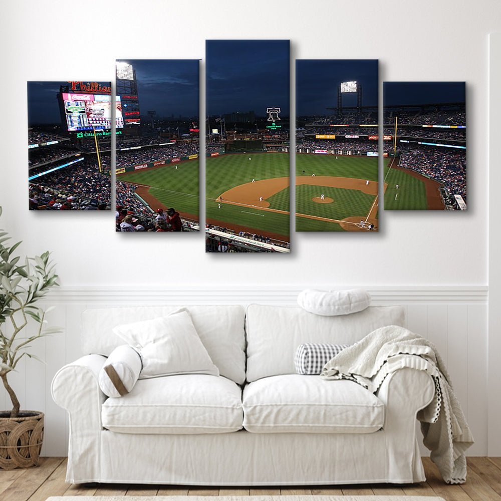 Citizens Bank Park at Night, Stadium Canvas, Sport Art, Gift for him, 5 Panel, Large Canvas, Canvas Print Wall Art