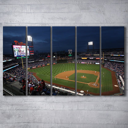 Citizens Bank Park at Night, Stadium Canvas, Sport Art, 5 Panel B, Extra Large Canvas, Canvas Print Wall Art