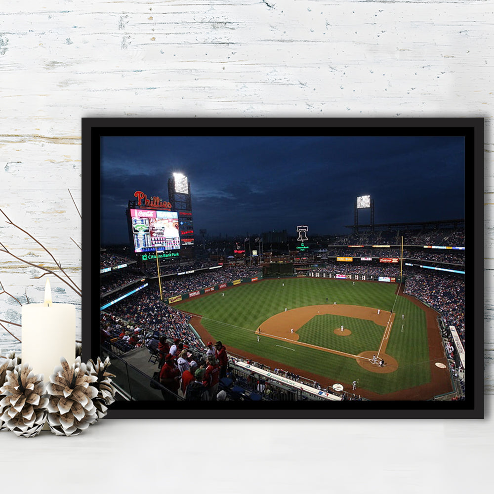 Citizens Bank Park at Night, Stadium Canvas, Sport Art, Framed Canvas Print Wall Art, Floating Frame