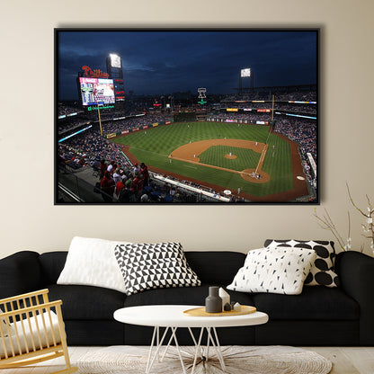 Citizens Bank Park at Night, Stadium Canvas, Sport Art, Framed Canvas Print Wall Art, Floating Frame
