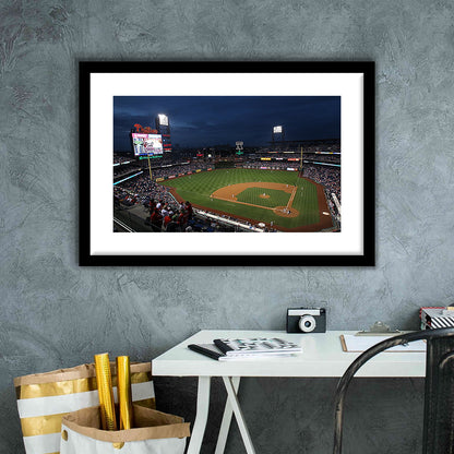 Citizens Bank Park at Night, Stadium Canvas, Sport Art, Gift for him, White Border Framed Art Print Wall Decor