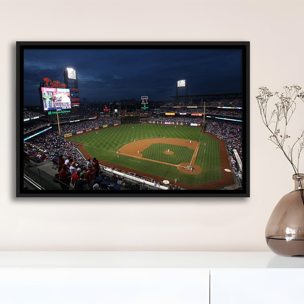 Citizens Bank Park at Night, Stadium Canvas, Sport Art, Framed Canvas Print Wall Art, Floating Frame