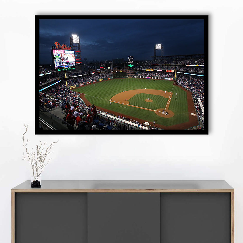 Citizens Bank Park at Night, Stadium Canvas, Sport Art, Gift for him, Framed Art Print Wall Decor, Picture Framed