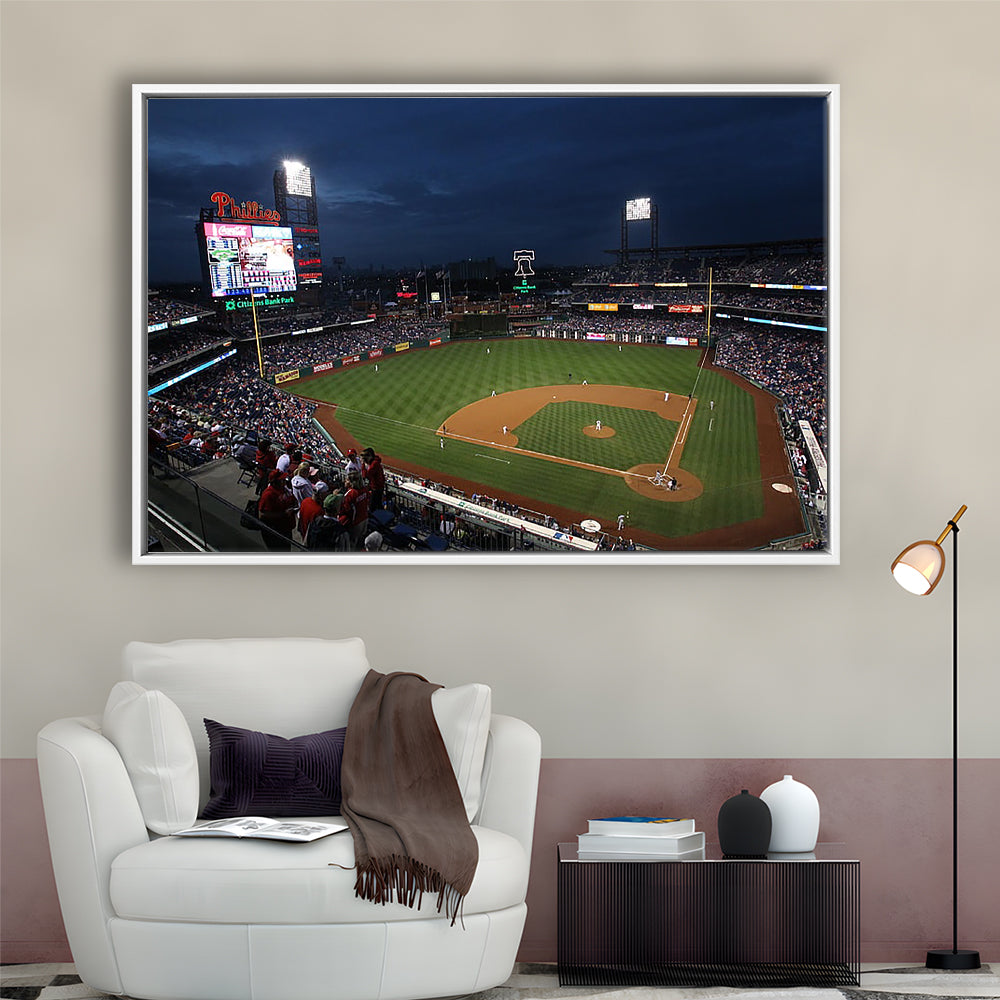 Citizens Bank Park at Night, Stadium Canvas, Sport Art, Framed Canvas Print Wall Art, Floating Frame