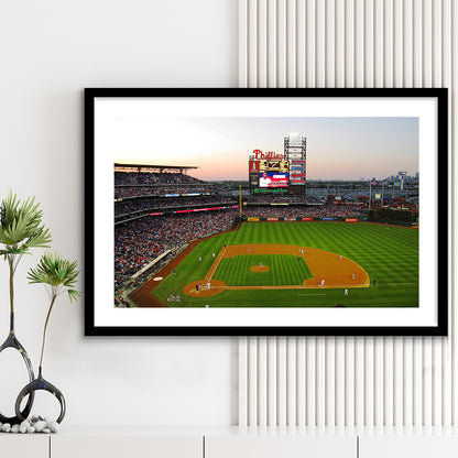 Citizens Bank Park in Philadelphia, Stadium Canvas, Sport Art, Gift for him, White Border Framed Art Print Wall Decor