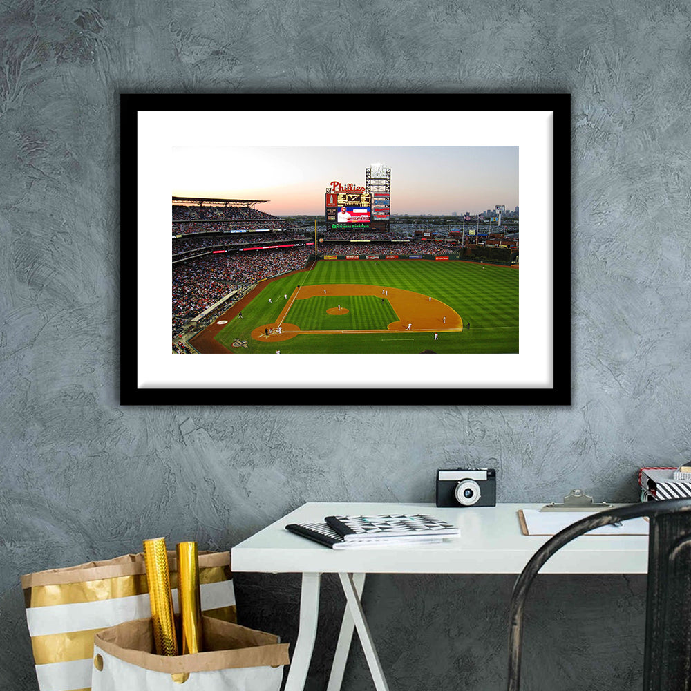Citizens Bank Park in Philadelphia, Stadium Canvas, Sport Art, Gift for him, White Border Framed Art Print Wall Decor