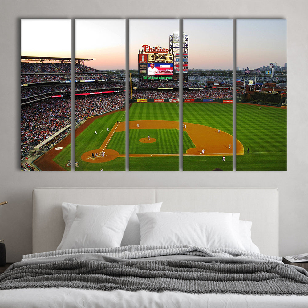 Citizens Bank Park in Philadelphia, Stadium Canvas, Sport Art, 5 Panel B, Extra Large Canvas, Canvas Print Wall Art