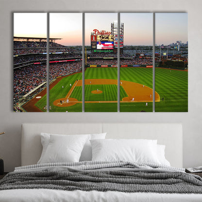 Citizens Bank Park in Philadelphia, Stadium Canvas, Sport Art, 5 Panel B, Extra Large Canvas, Canvas Print Wall Art