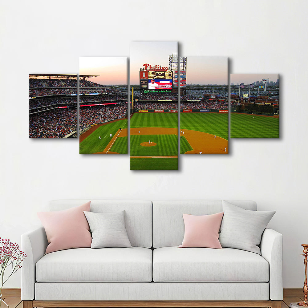 Citizens Bank Park in Philadelphia, Stadium Canvas, Sport Art, Gift for him, 5 Panel, Large Canvas, Canvas Print Wall Art
