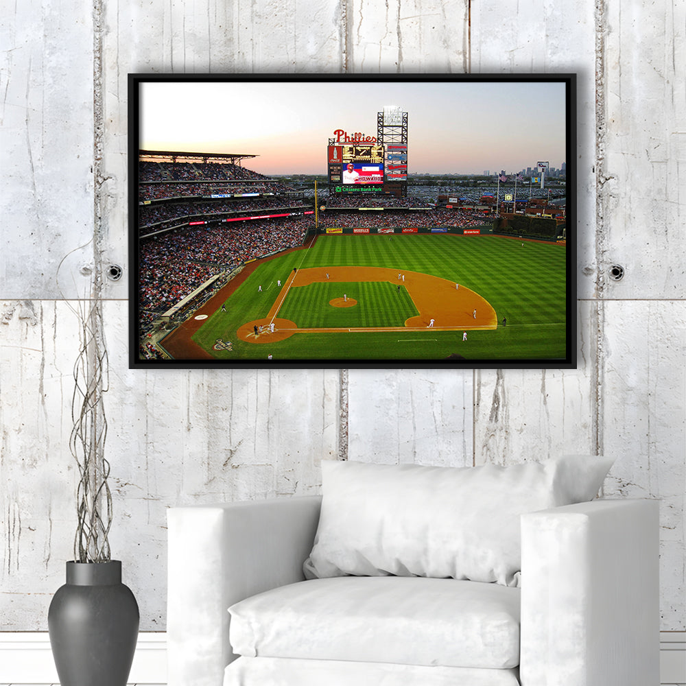 Citizens Bank Park in Philadelphia, Stadium Canvas, Sport Art, Framed Canvas Print Wall Art, Floating Frame