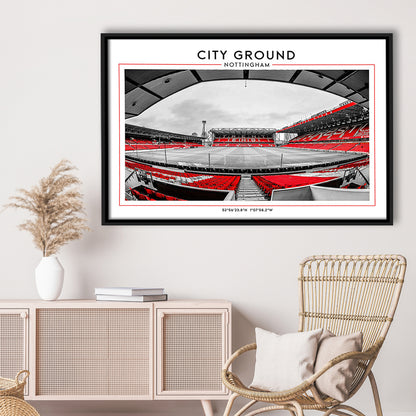 City Ground Nottingham Stadium Print, Football Art Print, Sport Art Print, Framed Canvas Print Wall Art