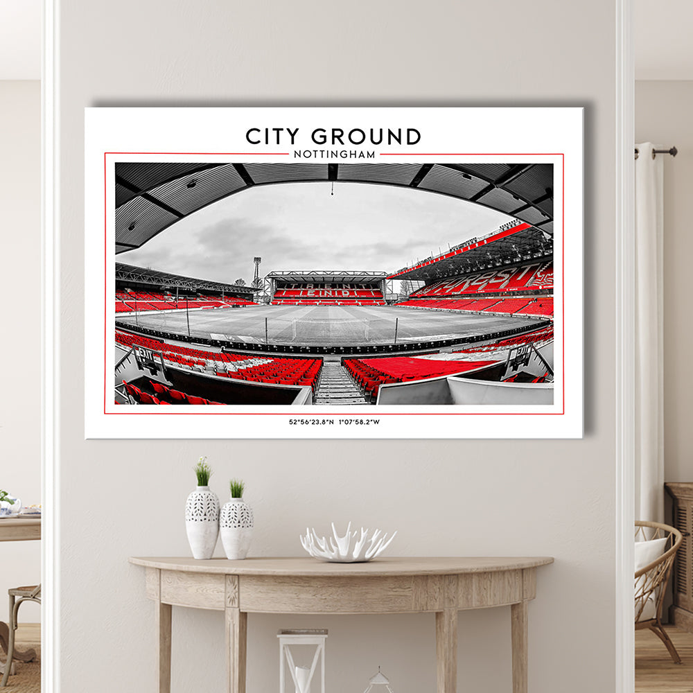 City Ground Nottingham Stadium Print, Football Art Print, Sport Art Print, Canvas Print Wall Art, Man Cave Gift