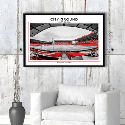 City Ground Nottingham Stadium Print, Football Art Print, Sport Art Print, Framed Canvas Print Wall Art