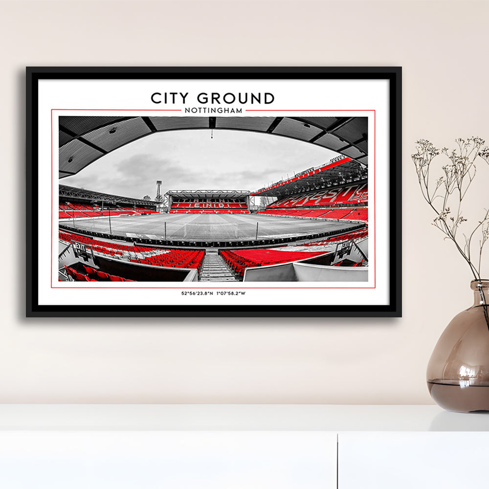 City Ground Nottingham Stadium Print, Football Art Print, Sport Art Print, Framed Canvas Print Wall Art