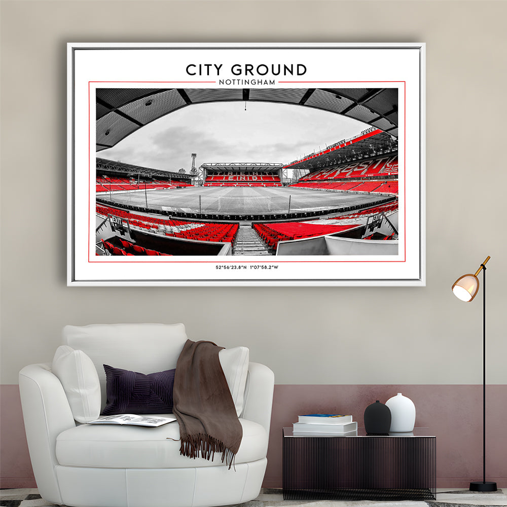 City Ground Nottingham Stadium Print, Football Art Print, Sport Art Print, Framed Canvas Print Wall Art