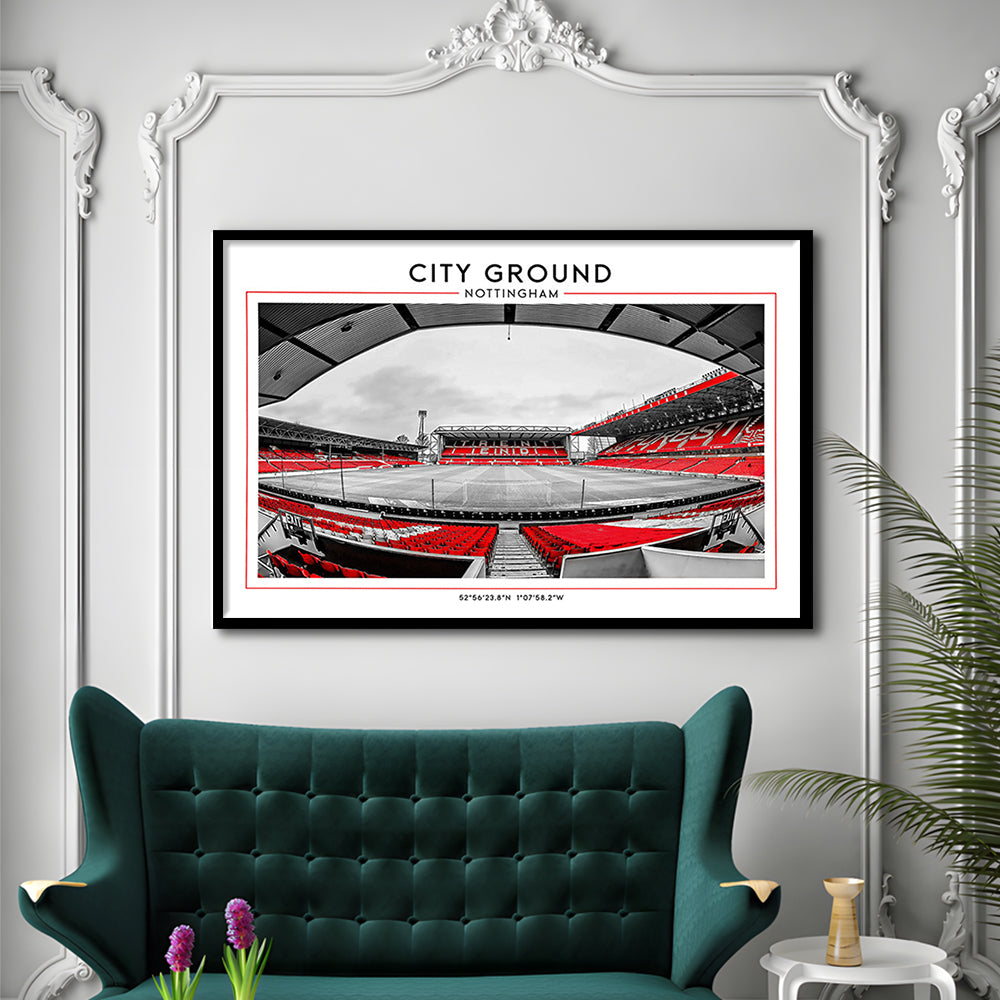 City Ground Nottingham Stadium Print, Football Art Print, Sport Art Print, Framed Art Print Wall Decor