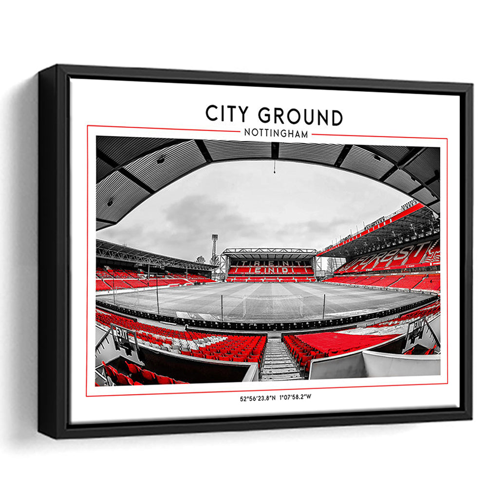 City Ground Nottingham Stadium Print, Football Art Print, Sport Art Print, Framed Canvas Print Wall Art