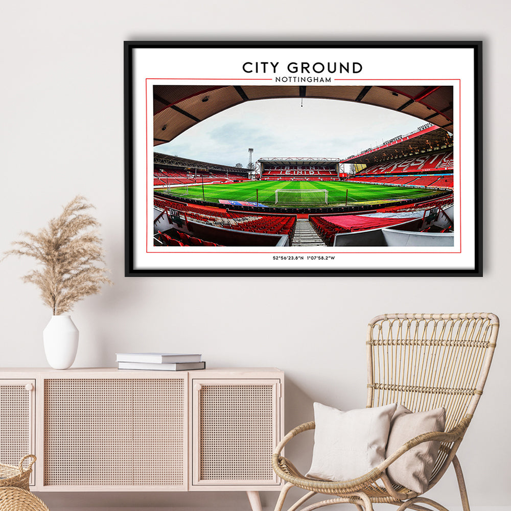 City Ground Nottingham Stadium Print, Football Print, Sport Art Print, Framed Canvas Print Wall Art