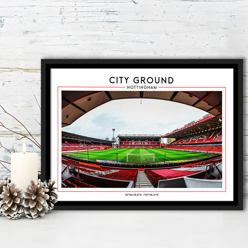 City Ground Nottingham Stadium Print, Football Print, Sport Art Print, Framed Canvas Print Wall Art