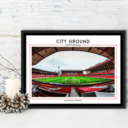 City Ground Nottingham Stadium Print, Football Print, Sport Art Print, Framed Canvas Print Wall Art