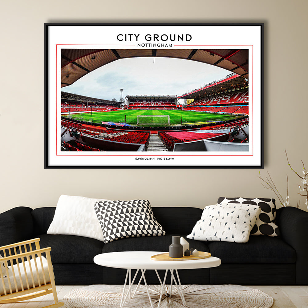 City Ground Nottingham Stadium Print, Football Print, Sport Art Print, Framed Canvas Print Wall Art