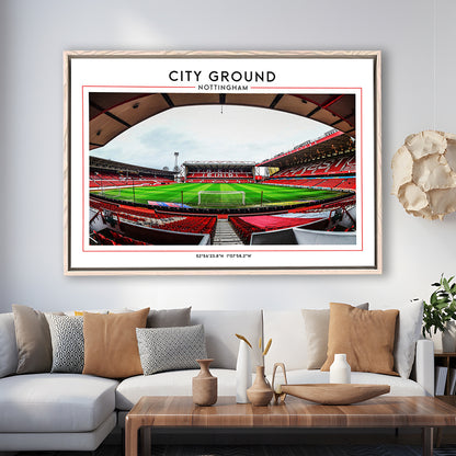 City Ground Nottingham Stadium Print, Football Print, Sport Art Print, Framed Canvas Print Wall Art