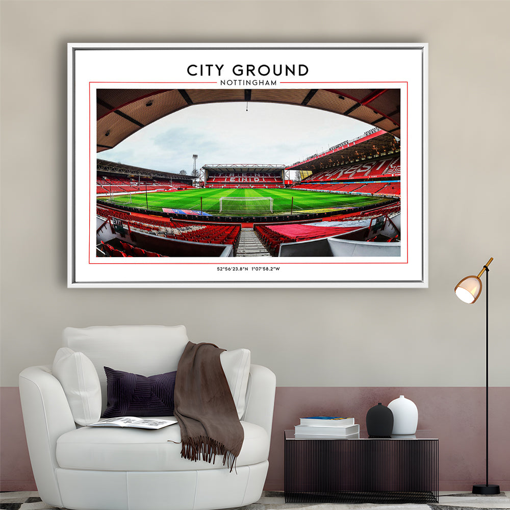 City Ground Nottingham Stadium Print, Football Print, Sport Art Print, Framed Canvas Print Wall Art