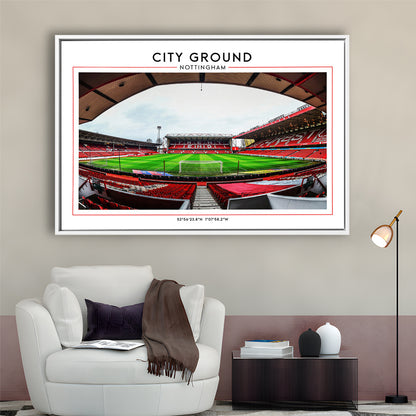 City Ground Nottingham Stadium Print, Football Print, Sport Art Print, Framed Canvas Print Wall Art