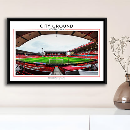 City Ground Nottingham Stadium Print, Football Print, Sport Art Print, Framed Canvas Print Wall Art