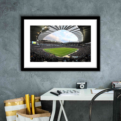 City of Manchester Stadium, Stadium Canvas, Sport Art, Gift for him, White Border Framed Art Print Wall Decor
