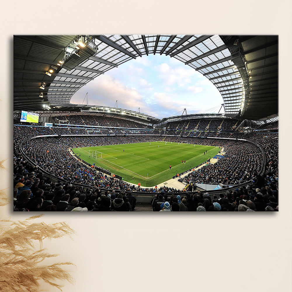 City of Manchester Stadium, Stadium Canvas, Sport Art, Gift for him, Man Cave Decor, Art Print, Canvas Print Wall Art