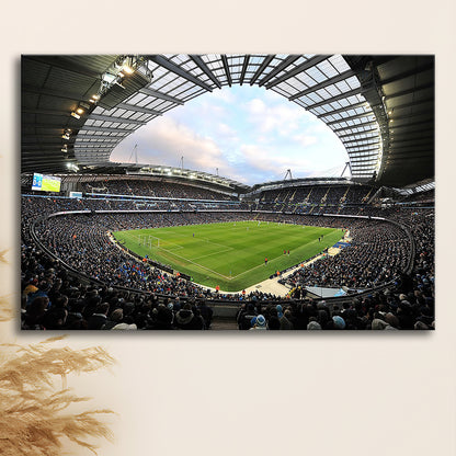 City of Manchester Stadium, Stadium Canvas, Sport Art, Gift for him, Man Cave Decor, Art Print, Canvas Print Wall Art