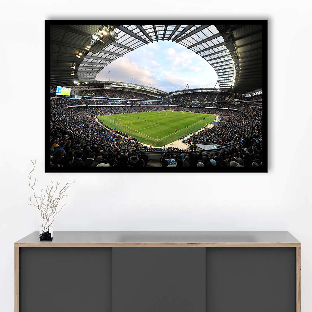 City of Manchester Stadium, Stadium Canvas, Sport Art, Gift for him, Framed Art Print Wall Decor, Picture Framed