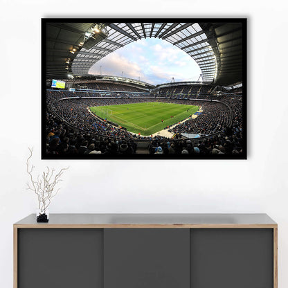 City of Manchester Stadium, Stadium Canvas, Sport Art, Gift for him, Framed Art Print Wall Decor, Picture Framed