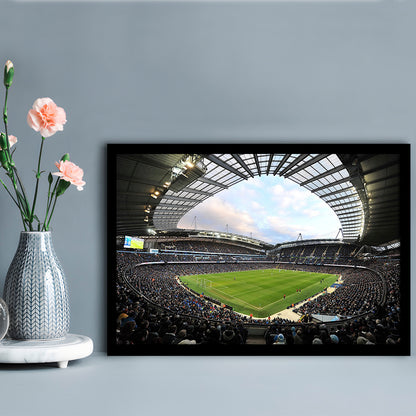 City of Manchester Stadium, Stadium Canvas, Sport Art, Gift for him, Framed Art Print Wall Decor, Picture Framed
