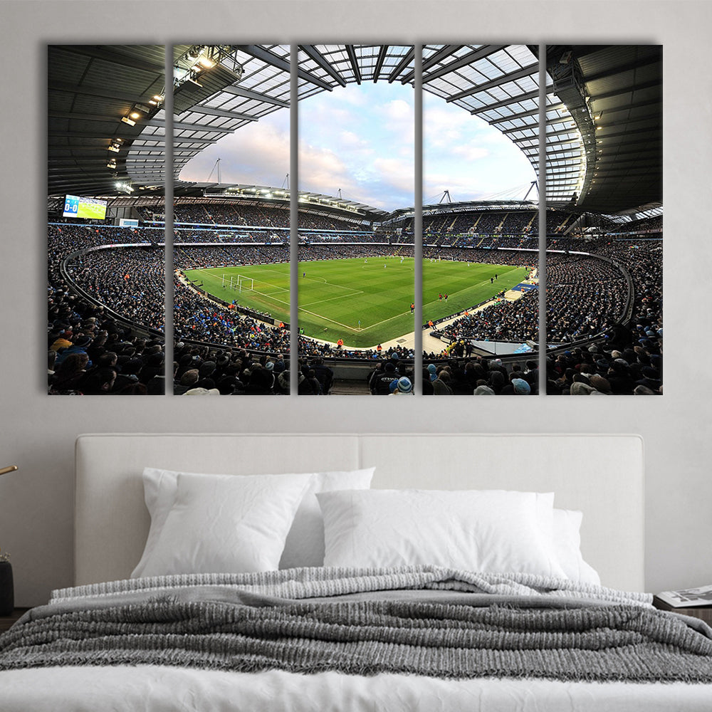 City of Manchester Stadium, Stadium Canvas, Sport Art, 5 Panel B, Extra Large Canvas, Canvas Print Wall Art