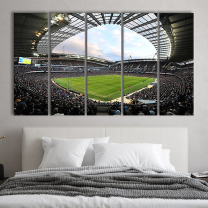 City of Manchester Stadium, Stadium Canvas, Sport Art, 5 Panel B, Extra Large Canvas, Canvas Print Wall Art